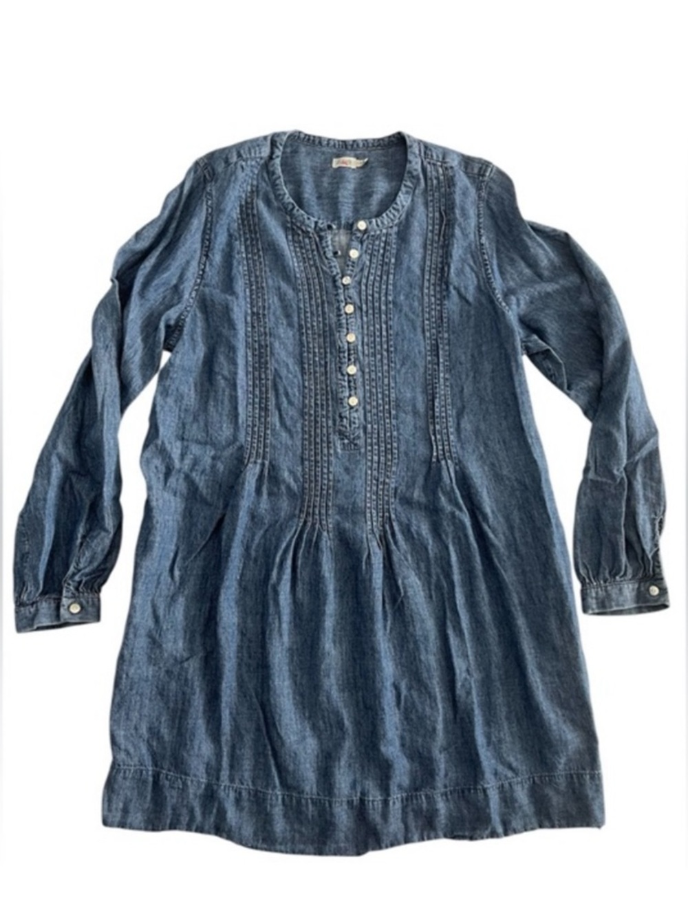Faherty linen blend Denim Blue Long Sleeve Dress